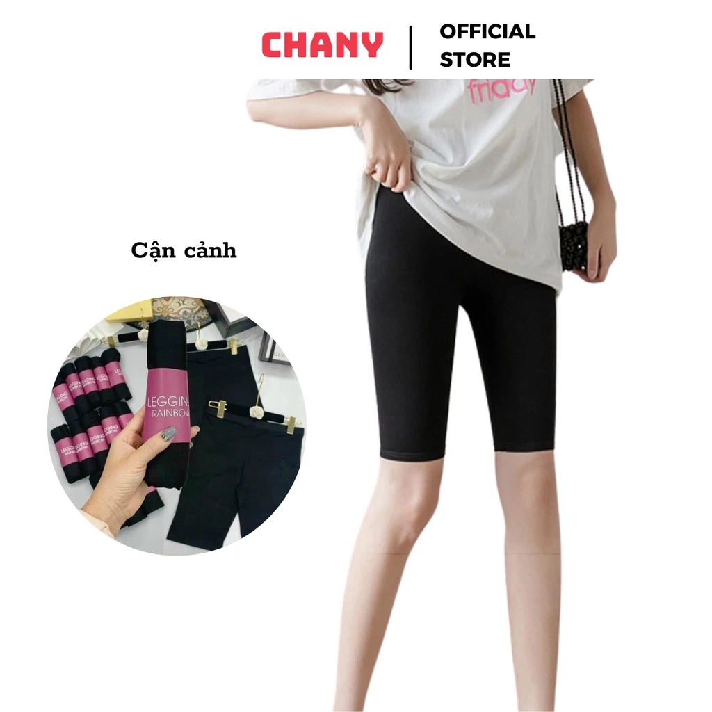 Quần legging nữ lửng Chany vải thun cao cấp biker nữ đùi ngố đồ mặc nhà dáng ôm bó lưng thun tập gym yoga bigsize