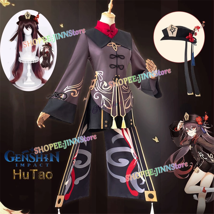 JINN Genshin Impact Hutao Cosplay Trang Phục Đồng Phục Tóc Giả Cosplay Trang Phục Anime Cho Các Cô Gái