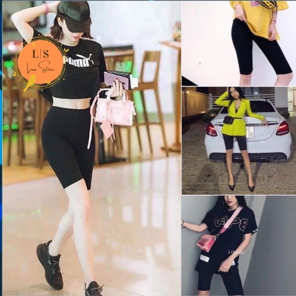 Quần legging lửng nữ, Quần legging ngố nâng mông, cạp chun siêu mịn