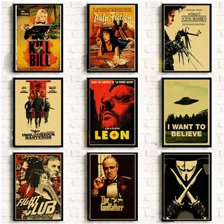 Poster Dán Tường In Hình Nhân Vật Phim Leon / Fight Club / Kill Bill / Godfather