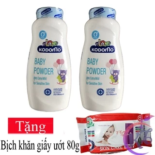 Combo 2 chai Phấn Kodomo ngừa rôm sẩy Extra Mild chai 160g Tặng khăn giấy ướt / bông tắm / bông phấn / tăm bông