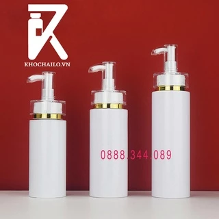 Chai nhựa pet trắng sứ,trắng trong nắp vòi nhấn cao cấp 100ml,150ml,200ml