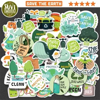 50 Sticker dán laptop Save the Earth Set chống nước sticker dán nón bảo hiểm, xe, laptop, điện thoại, vali. MSP: SV204