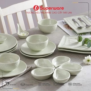 Bộ Bát Cơm Và Bát Súp SUPERWARE Nhựa Phíp 100% Melamine Xanh Đá - Green Stone