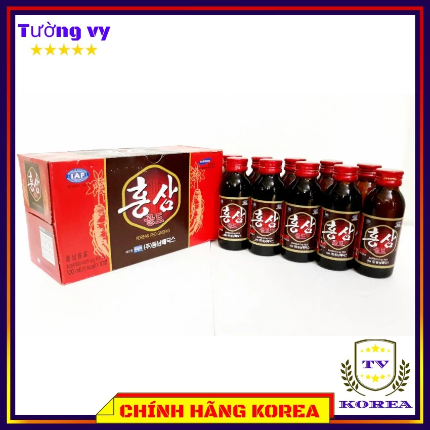 Nước Hồng Sâm Hàn Quốc, Nước Sâm Chính Hãng Hộp 10 Chai x 100ml, tuongvykorea