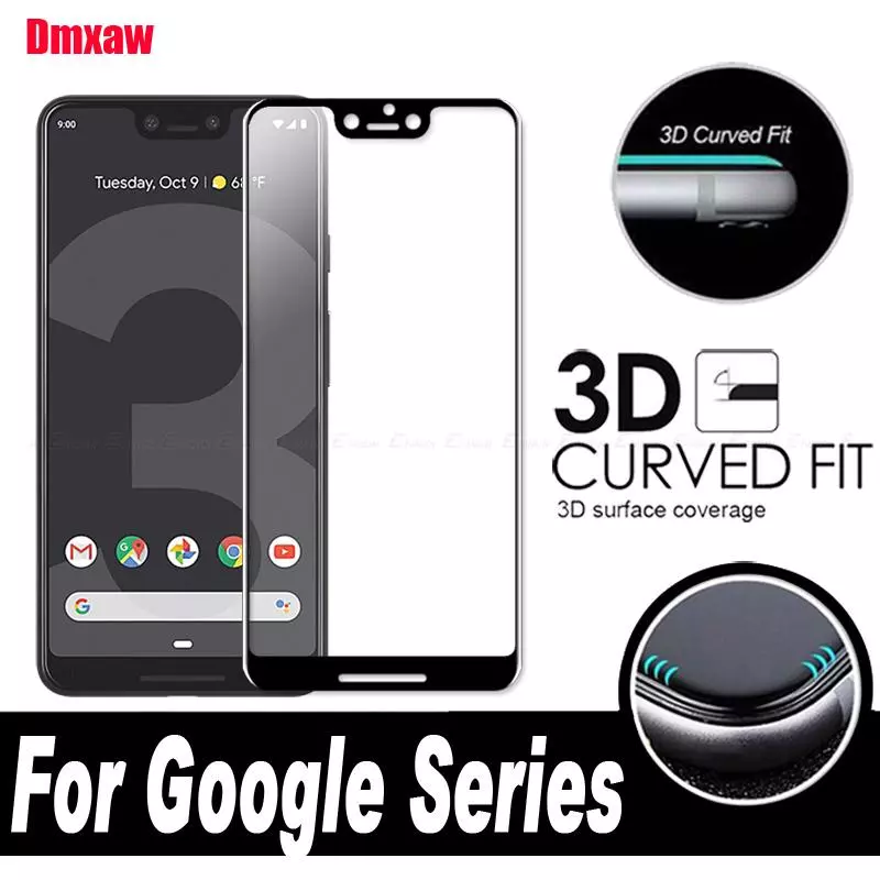 Kính cường lực viền cong 3D cho Google Pixel 3 2 XL 3XL 2XL