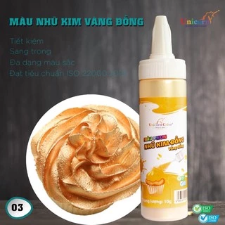 MÀU THỰC PHẨM UNICORN COLOR VÀNG ĐỒNG - MS 03 - 10G (DẠNG BỘT NHŨ ÁNH KIM)