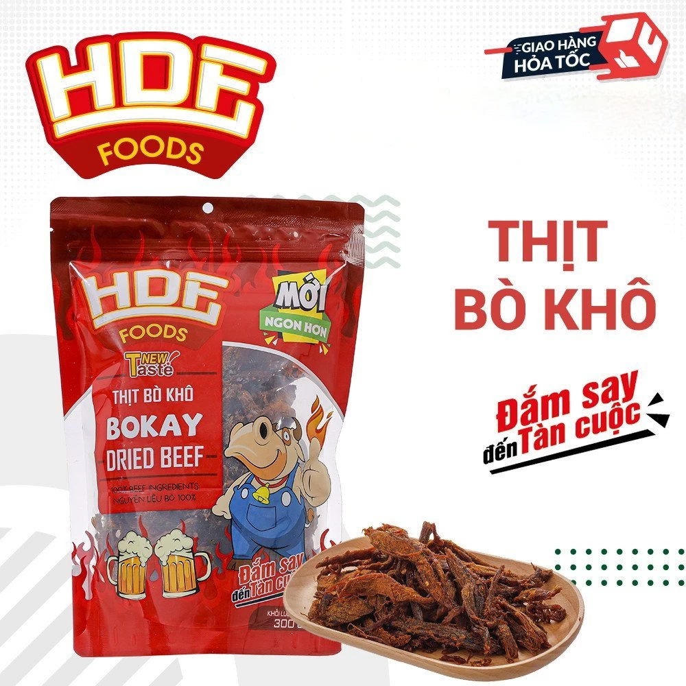 [Khô Bò - Đồ ăn vặt CAO CẤP] Thịt bò khô sợi BOKAY 300g ngon đặc biệt - Khô gà Cooky