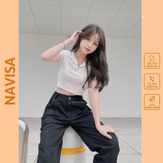 Áo croptop nữ kiểu ôm tay ngắn có cổ polo bigsize NAVISA M08