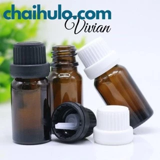 5ML-10ML Lọ Chiết Mỹ Phẩm Serum Mini Chai Lọ Thủy Tinh Đựng Tinh Dầu Màu Nâu, Trong Suốt  Nắp Vặn Đen Nhỏ Giọt