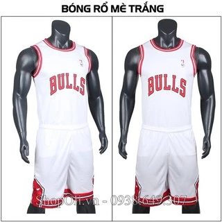 [DEAL HOT] Quần áo bóng rổ chât lượng cao BULLS trắng phối đỏ-chất lượng