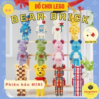 Bộ đồ chơi lắp ghép gấu BearBrick cỡ vừa 20cm Linkgo  (tặng kèm búa lắp ráp), Bộ đồ chơi lắp ráp gấu BearBrick Mini