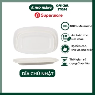 Đĩa nhựa chữ nhật giả sứ cao cấp Porceline thương hiệu Superware