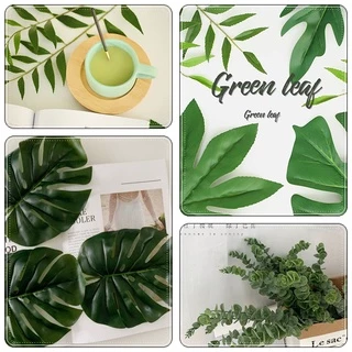 (Monstera, Bạch Đàn, Lá Dừa, Khuynh Diệp) Lá Cây Giả Trang Trí Chụp Ảnh, decor sự kiện, tiệc cưới