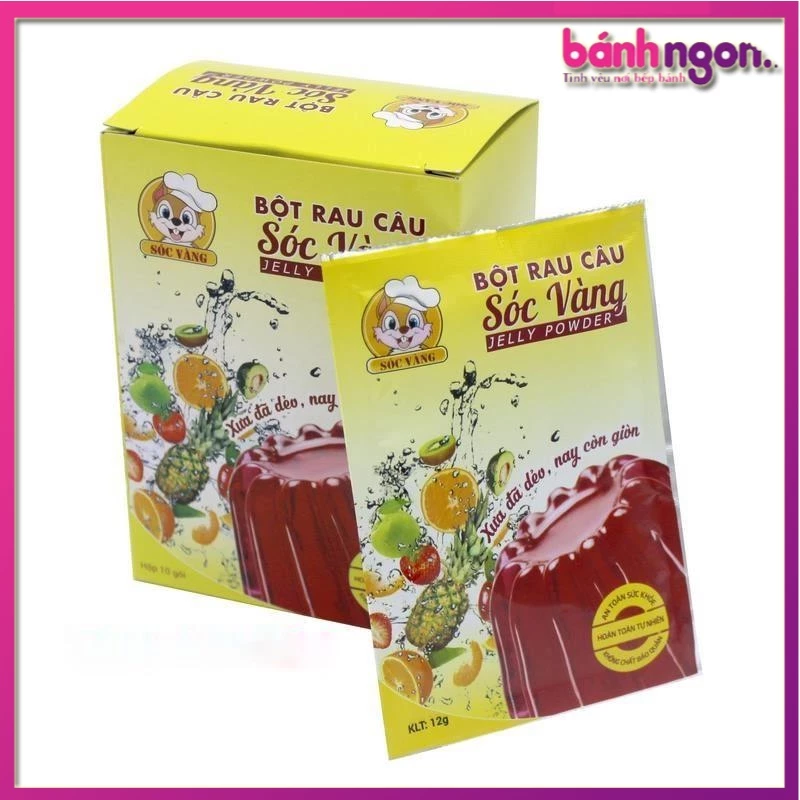 Bột Thạch Rau Câu Giòn 12g/Bột Làm Thạch Dẻo Con *Sóc Vàng* Làm Thạch Cực Ngon