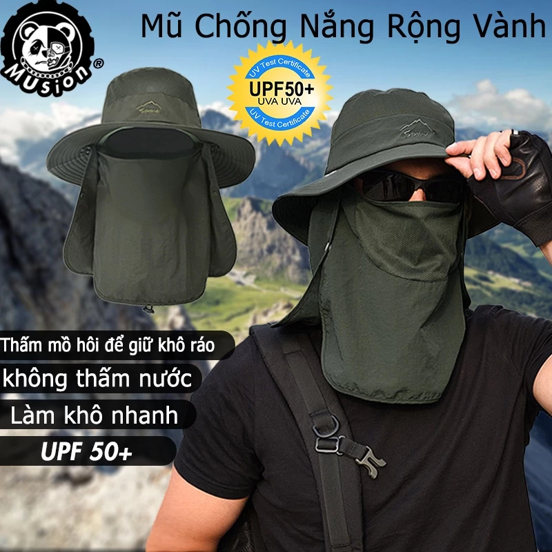Mũ che nắng Musion UPF 50+ chống tia UV có thể tháo rời được dùng khi câu cá/đi bộ xuyên rừng/làm vườn ngoài trời