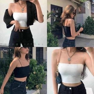 Áo 2 dây sợi bún nhỏ sexy,áo ống quây ngang ngực croptop chất cotton loại 1,Áo quây 2s trơn đơn giản mặc trong vest/sơmi