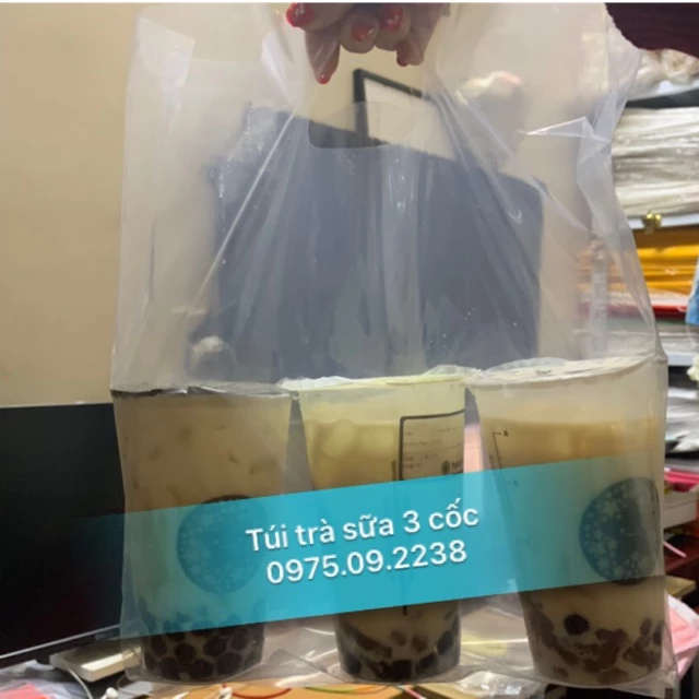 1kg Túi đựng trà sữa 3 cốc, túi trà sữa toco