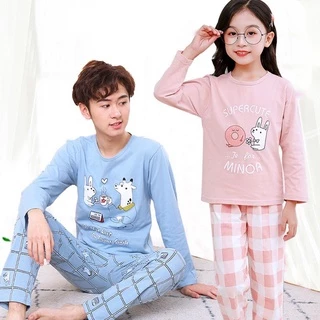 ABreeze Bộ Đồ Ngủ Vải Cotton Mỏng Mềm Mại In Họa Tiết Hoạt Hình Dễ Thương Dành Cho Bé Cỡ 100-180