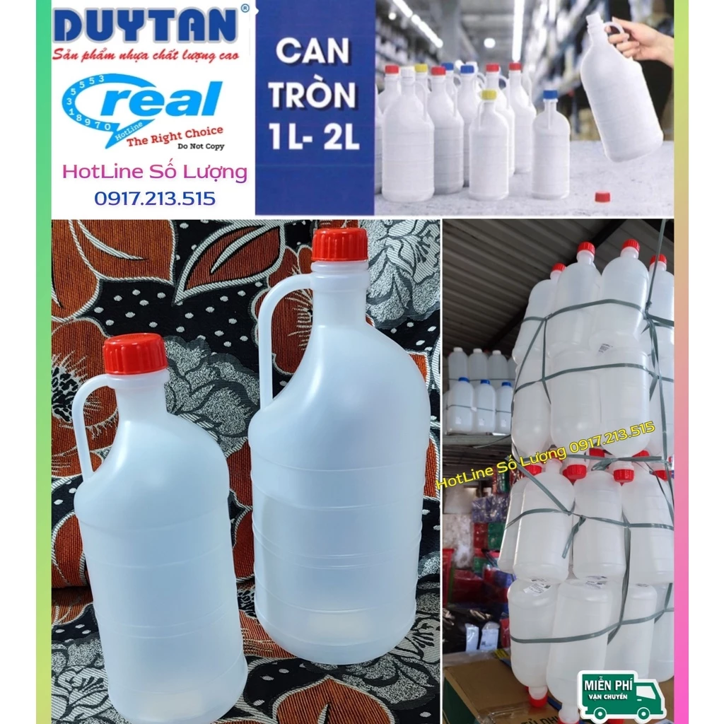 { Tổng kho giá rẻ }COMBO 6 Can nhựa trắng 1 Lít / 2 Lít Tròn ,Can nhựa HDPE đựng dung dịch lỏng