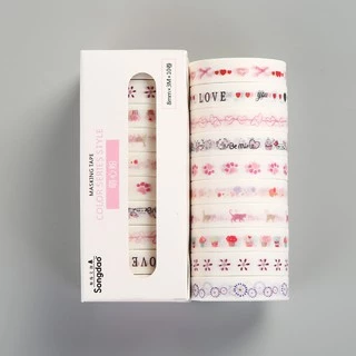 Set 10 cuộn washi tape Cá store đầy màu sắc, đa năng