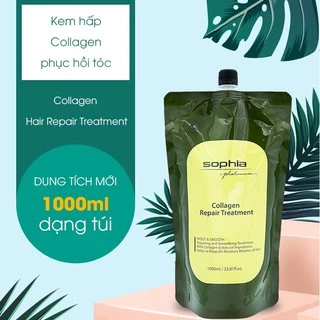 Kem hấp ủ tóc Collagen Sophia 1000ml chính hãng - Phục hồi tóc hư tổn - Khô xơ - Chẻ ngọn