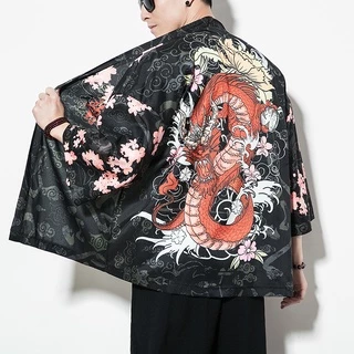IFNICEFUTURE Áo Khoác Kimono Nam Họa Tiết Thời Trang Phong Cách Nhật Bản
