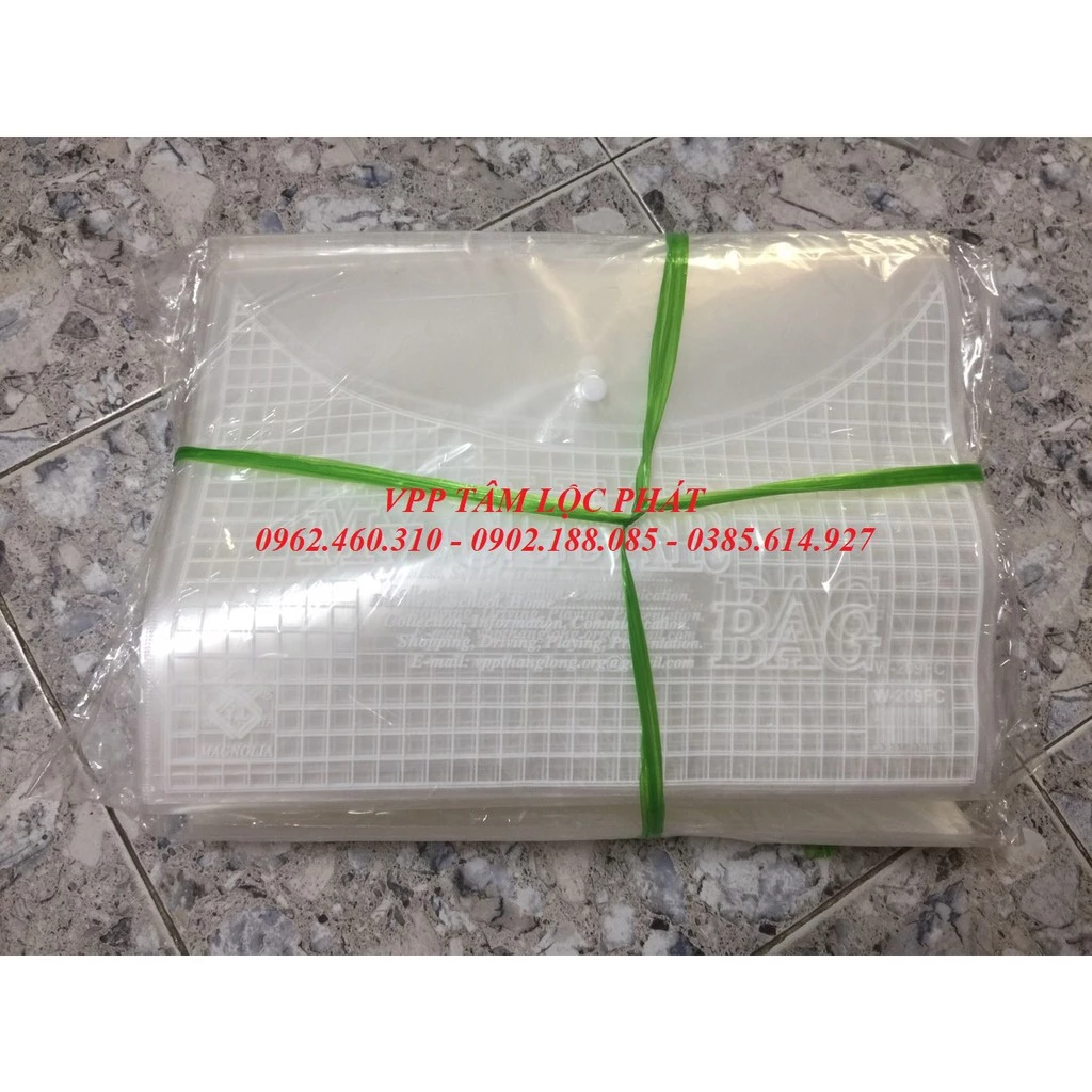 SỈ 100 chiếc Túi Clearbag khổ F DÀY - Túi đựng hồ sơ có cúc - Túi khuy - Bìa nút