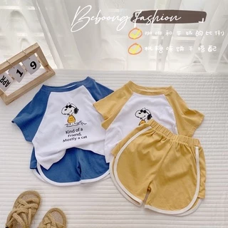 Bộ short cotton Snopy bé trai bé gái-MS75