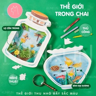 Đồ chơi giáo dục tô màu, thủ công tạo hình thế giới trong chai cho bé