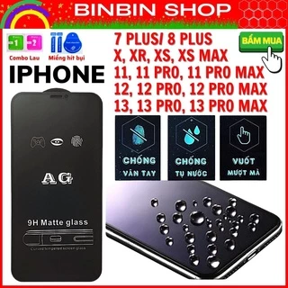 Kính Cường Lực chống vân tay iphone Xs Max 11 Pro Max 12 Pro Max 13 Pro Max 7 Plus 8 Plus X Xr - AG nhám full màn hình