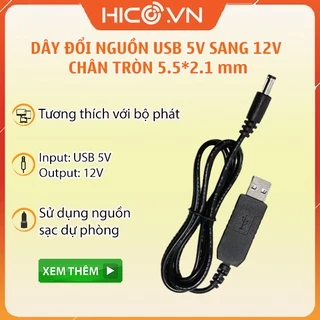 Dây cáp chuyển đổi điện áp DC 5V sang điện áp 12V CA1 5.5*2.1mm dùng cho bộ phát wifi, router wifi B311, b593...