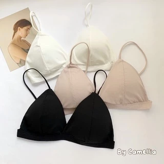 Áo Bra cotton thun gân không gọng khoét ngực dây mảnh