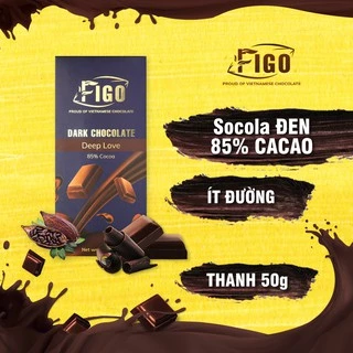 Kẹo Socola đen thanh 50g 85% cacao Figo- Socola ngon phù hợp chế độ eat clean, healthy, keto,detox