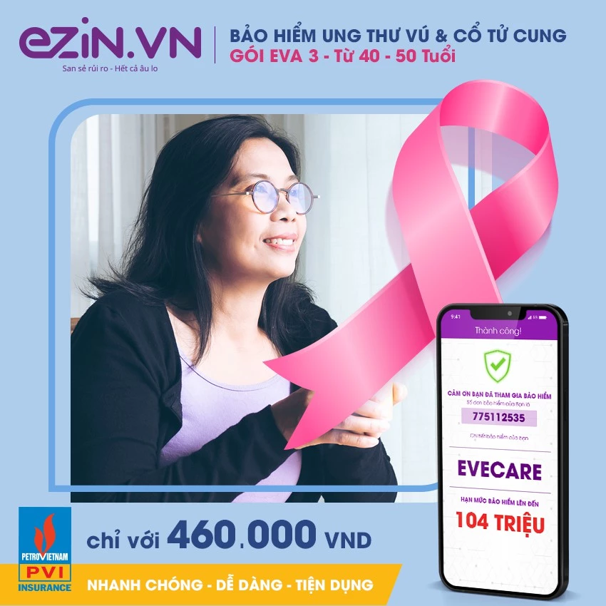 TOÀN QUỐC [E-voucher] Bảo hiểm Ung Thư EVA CARE 41 đến 50 tuổi