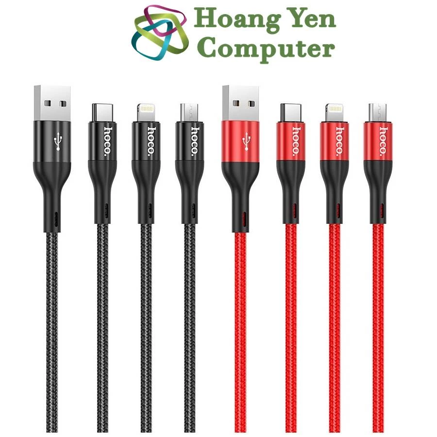 Cáp Sạc Hoco X2 Max 3 Đầu (IP - MICRO USB - TYPE C) Dây Dù Chống Đứt Dài 1M - BH 6 Tháng 1 đổi 1 (MÀU SẮC NGẪU NHIÊN)