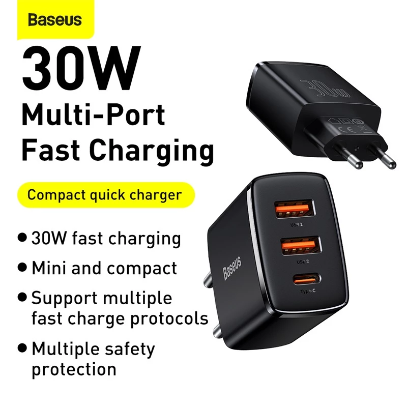 Baseus Củ Sạc Compact 2C+U 30W(EU)