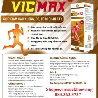 {Chính hãng} Xịt giảm đau xương khớp, tê bì chân tay VICMAX