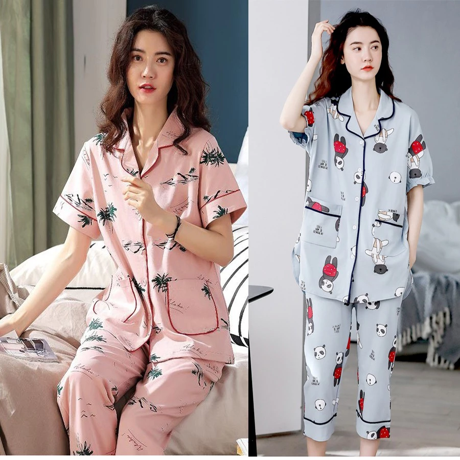 Đồ bộ Pijama quần dài bộ mặc nhà nữ vải COTTON 100 cao cấp style Hàn Quốc Full size (807)