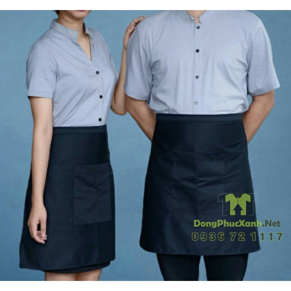 Tạp dề ngắn có túi cho nhân viên phục vụ nam nữ nhà hàng quán cafe Vải kaki đẹp free size