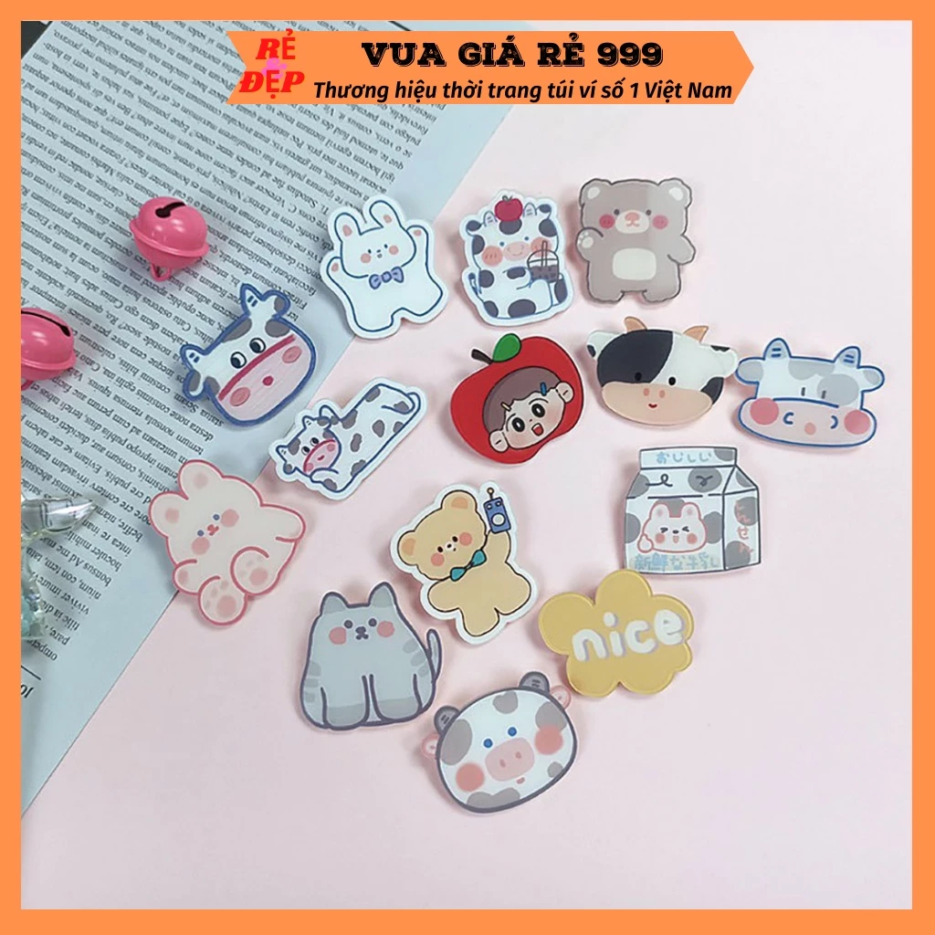 COMBO 10 Sticker phụ kiện gim cài trang trí balo túi ví xinh xắn dễ thương VUAGIARE999 ST100