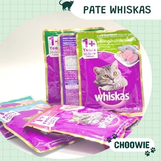 Pate mèo WHISKAS 80 gram nhiều hương vị ngon miễn chê | Đồ ăn cho mèo