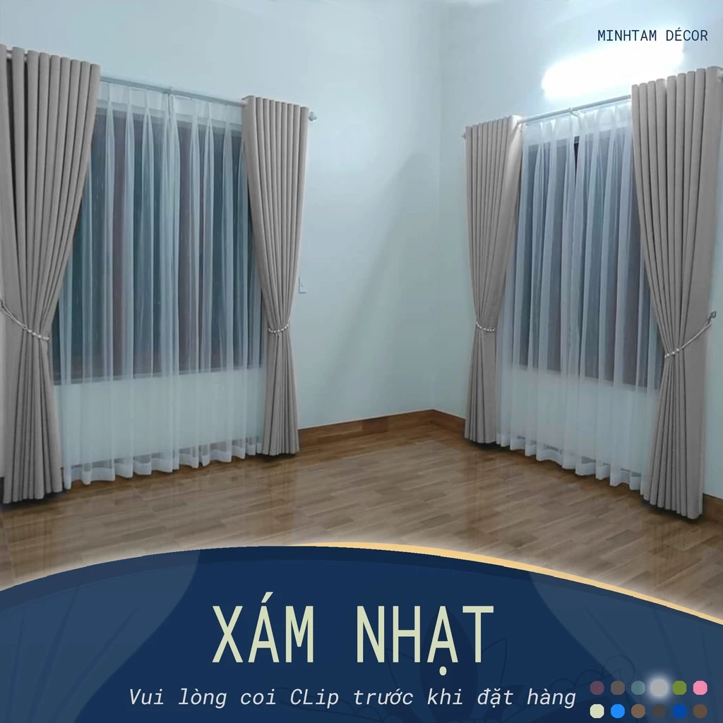 Rèm cửa sổ Minh Tâm cản nắng , cách nhiệt, kiểu dáng ore, rèm dán tường - Màu xám nhạt ( kích thước nhỏ)