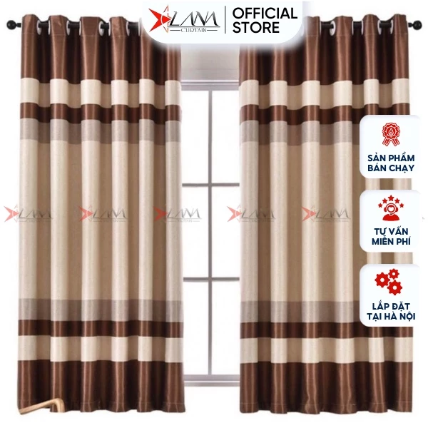Rèm cửa may sẵn nhiều kích thước chất gấm dệt 3 lớp cản nắng, chất mềm, màu sang trọng