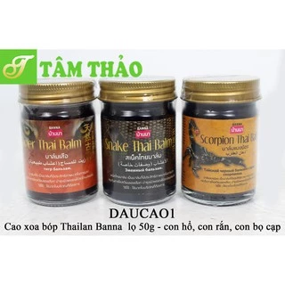 Cao xoa bóp Thailan Banna lọ 50g - con hổ (Tiger)7122522253, con rắn (Snacke) 7122522246, bọ cạp (Scorpion) 7122522376