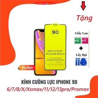 Kính 9D Bóng Full Màn IPhone 6/6Plus/7/8/7Plus/8Plus/X/XR/XsMax/11/12/13/Pro/Max