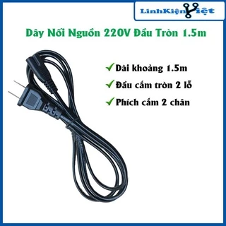 Dây nguồn số 8 220VAC liền giắc cắm 2 chân dài 1,5 mét/1 mét đầu tròn dùng cho nguồn laptop