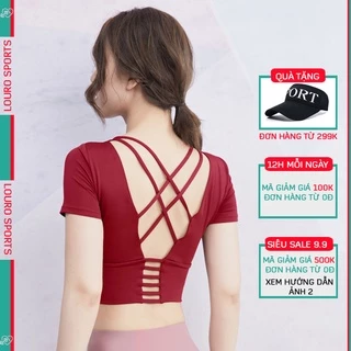 Áo tập gym nữ cao cấp Louro LA31, kiểu áo croptop body nữ quai chéo, sẵn mút nâng ngực, tập Yoga, Gym, Zumba