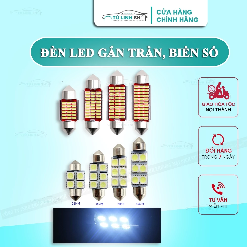 Đèn LED trần ô tô, xe hơi full size phù hợp mọi loại xe