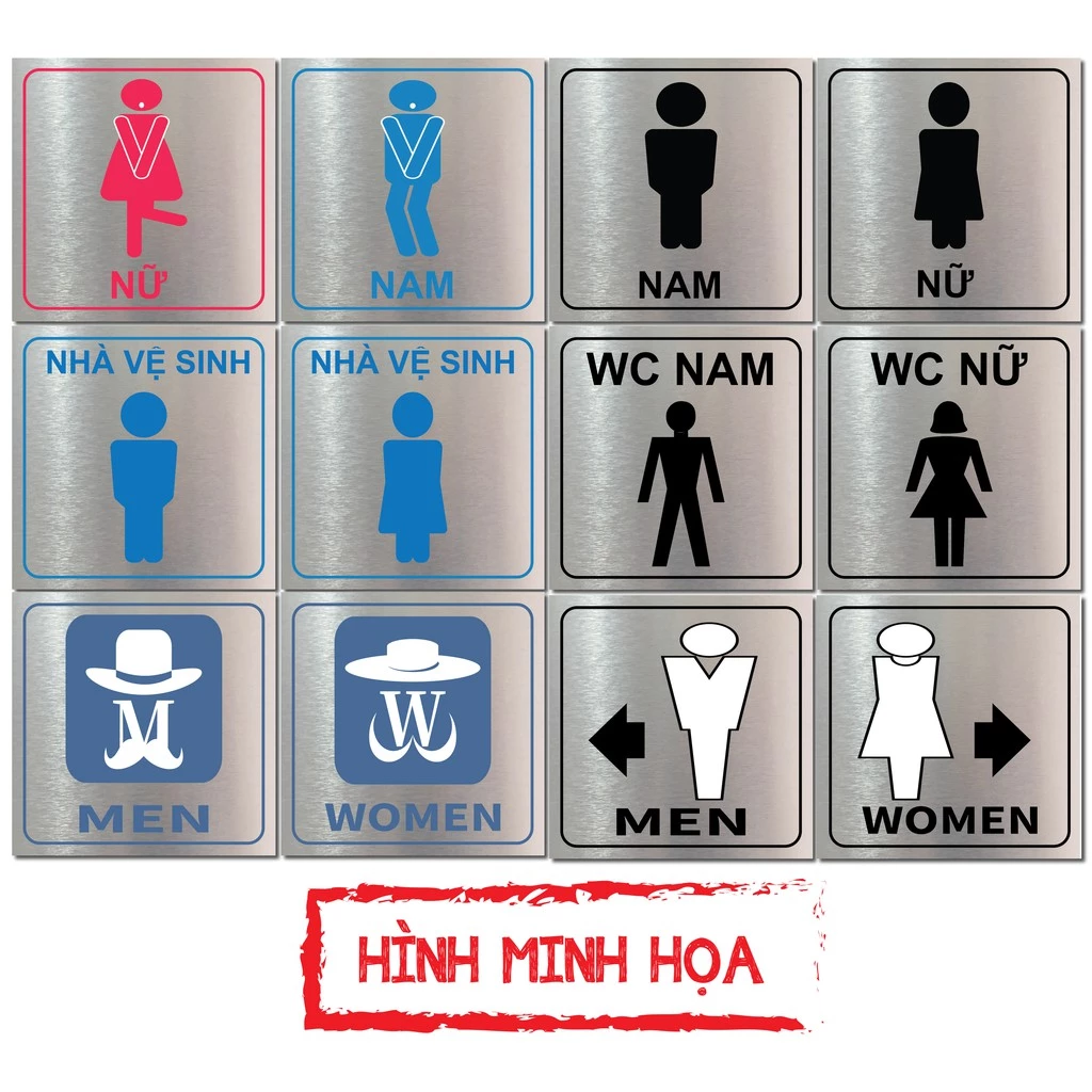 Bảng chỉ dẫn WC, hướng dẫn nhà vệ sinh, toilet nam nữ cho nhà hàng, bảng hướng dẫn WC, toilet khách sạn, nhà nghỉ